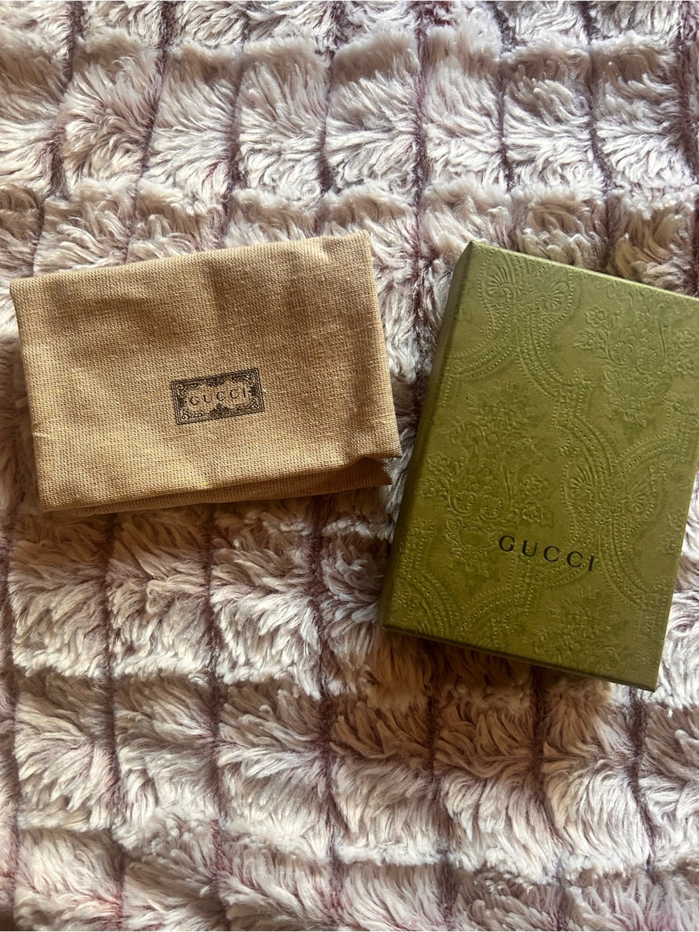 Gucci Olive Green Box with Beige Dust Bag